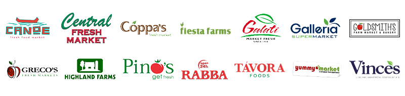 Logos for Independent Grocers participating in Make Happy Tummies