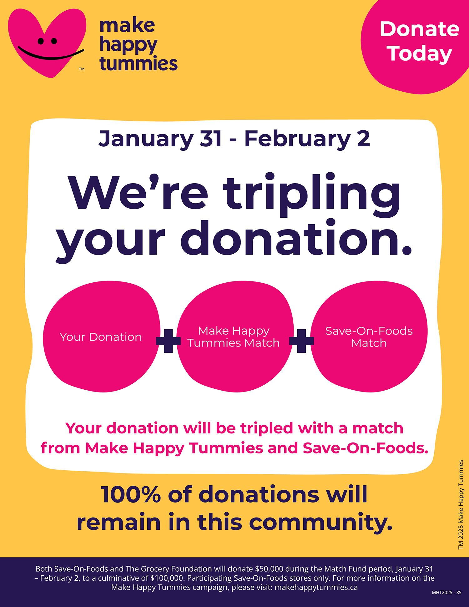 Save-On-Foods will triple your donation between January 31 - February 2