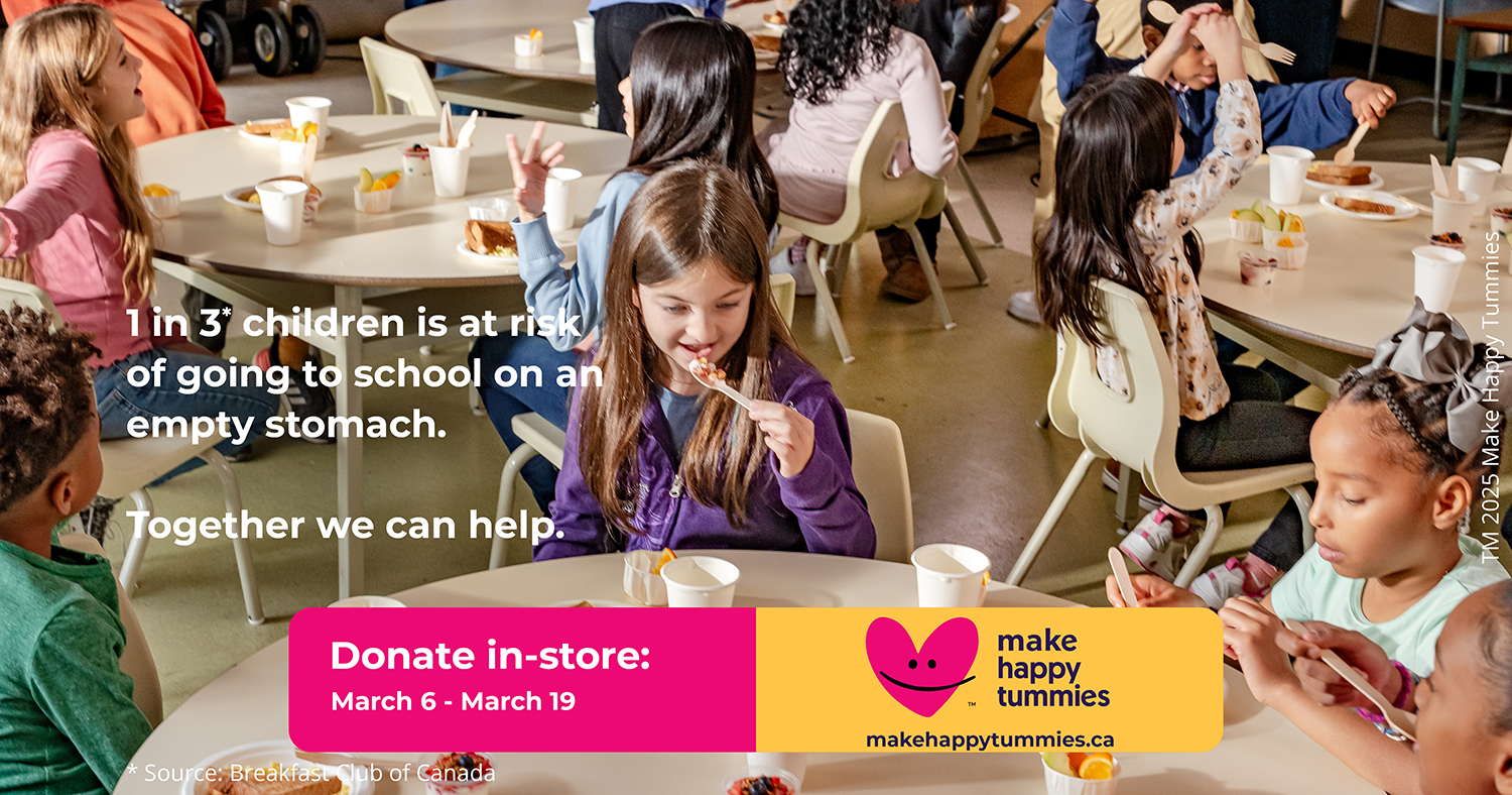 1 in 3 children is at risk of going to school on an empty stomach. Donate in store March 6 - March 19